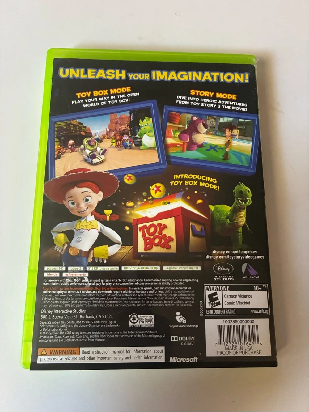 Microsoft Toy Story 3 Xbox 360 Game - Black & Neon Green Case
